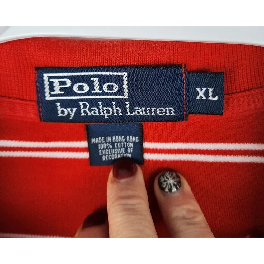 Polo Ralph Lauren‎ Mens XL Short Sleeve Polo Shirt Striped Logo Preppy Causal